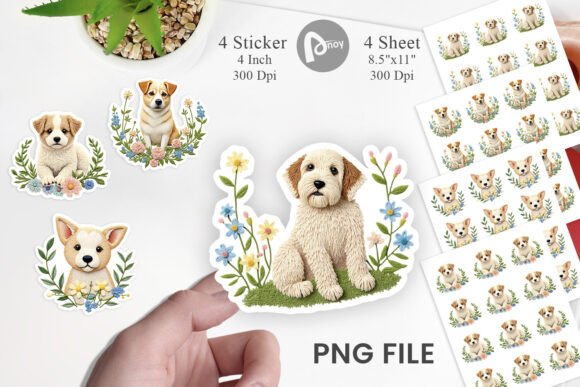 Charming Dog Embroidery Sticker for Handmade Gifts