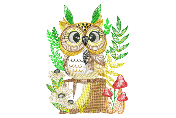 Cute Owl Embroidery Design for Boutique Apparel