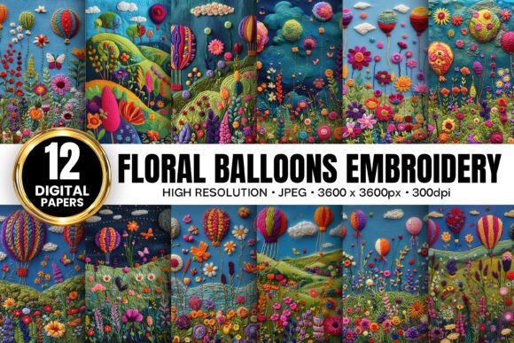 Review: Floral Balloons Embroidery Digital Paper for Makers