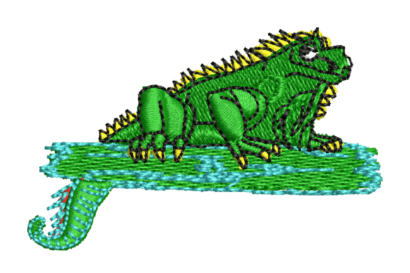 Review: Green Iguana Perch Embroidery Design for Holiday Sales