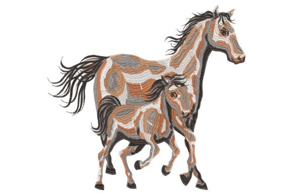 Reviewing Running Mare and Foal Embroidery for Holiday Sales
