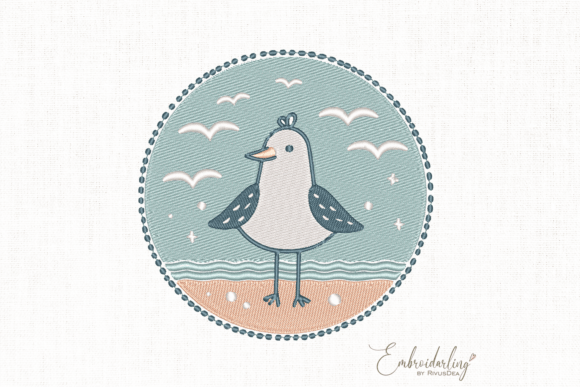 Seagull Patch Design for Coastal Holiday Crafts
